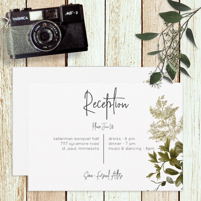 Carte D'accompagnement Boho Green Mariage de réception Floral moderne (Créateur téléchargé)