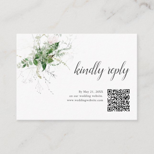 Carte D'accompagnement Boho Greenery Feuille Mariage en ligne RSVP (Devant)