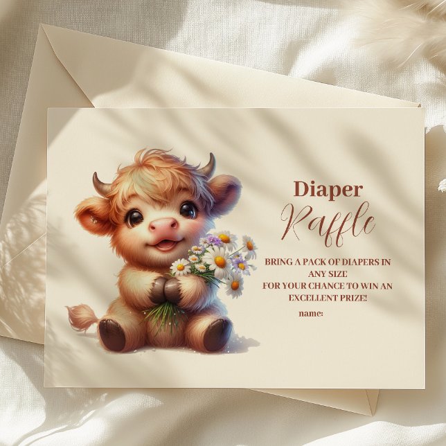 Carte D'accompagnement Boho Holy Cow Highland Cow Baby Raffle Diapper (Créateur téléchargé)