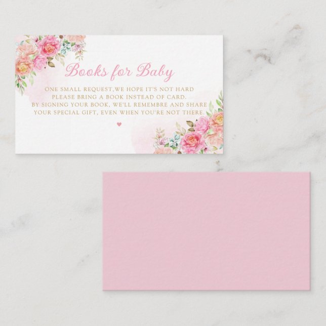 Carte D'accompagnement Boho moderne aquarelle Floral Livres pour bébé (Devant / Derrière)
