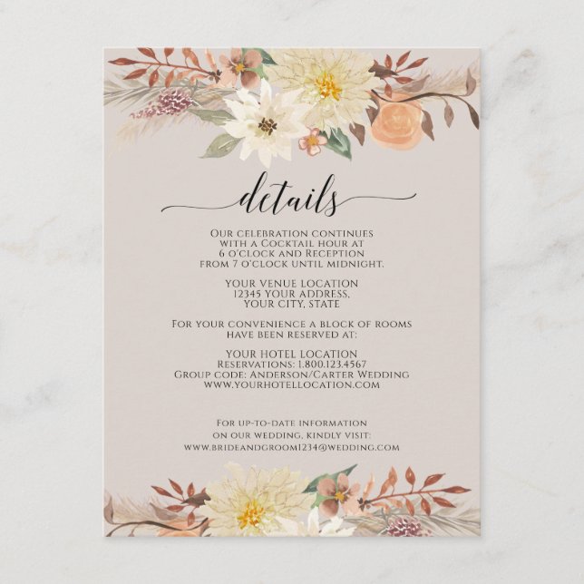 Carte D'accompagnement BOHO Moderne Automne Floral Aquarelle Bio Terre (Devant)