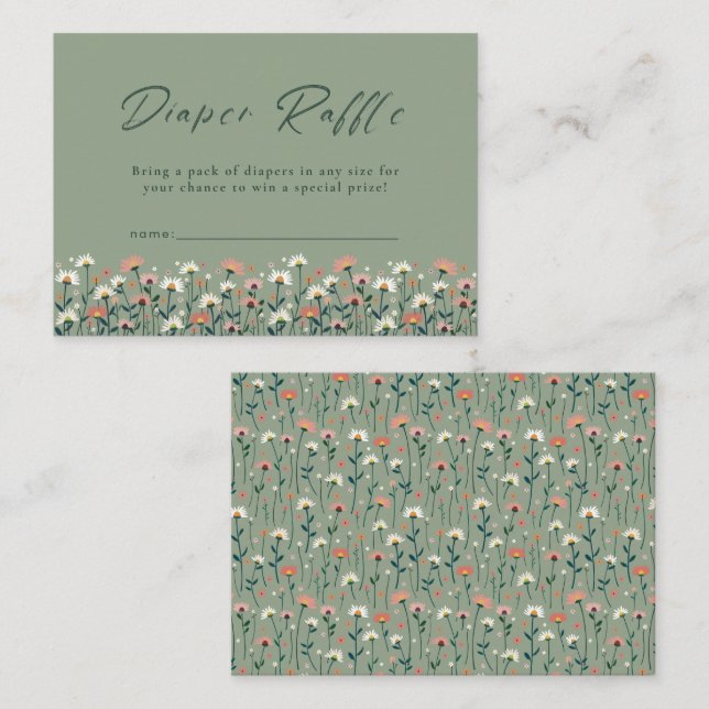 Carte D'accompagnement Boho moderne Floral Sage Baby dans douche fleurie (Devant / Derrière)