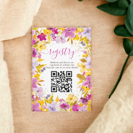 Carte D'accompagnement Boho moderne violet fleuri registre nuptiale douch