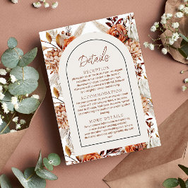 Carte D'accompagnement Boho Neutral Watercolor Pampas Détails du Mariage