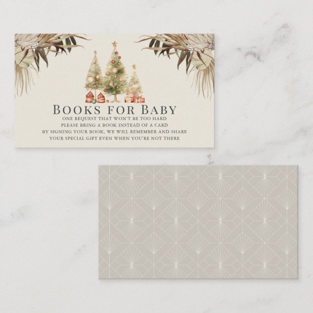 Carte D'accompagnement Boho Noël Arbres Baby shower Demande de réservatio (Devant / Derrière)