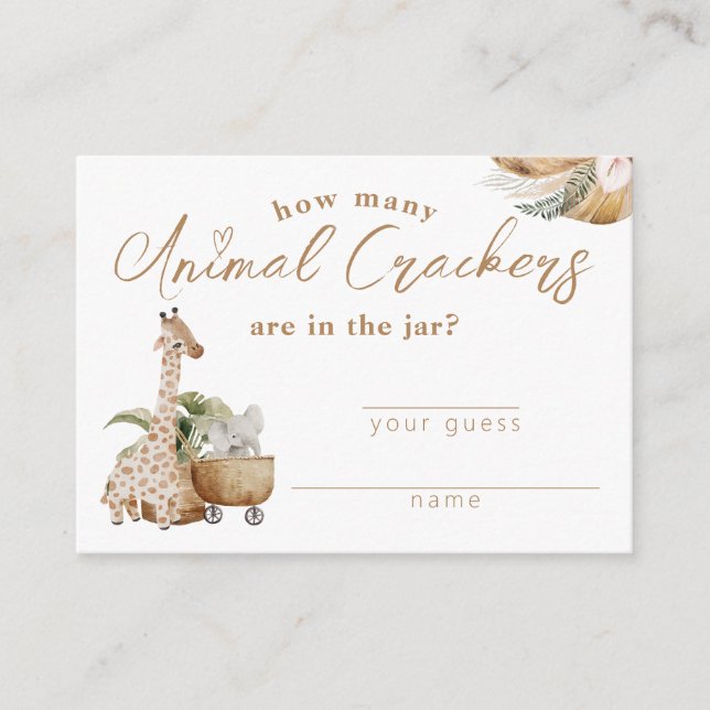 Carte D'accompagnement Boho Nursery Baby shower moderne Crackers animaux (Devant)