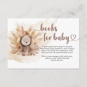 Carte D'accompagnement Boho ours en peluche neutre pampas demande de rése