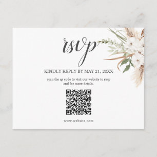 Carte D'accompagnement Boho Pampa Grass Feuilles mariage RSVP Enclôture v