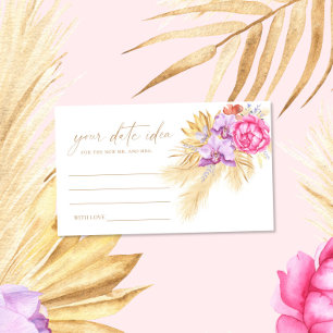Carte D'accompagnement Boho Pampas Floral Date idées nuit \ Date pot