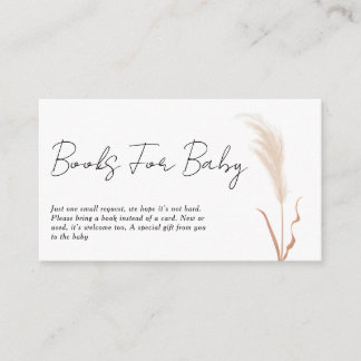Carte D'accompagnement Boho Pampas Grass Baby Shower Book Request