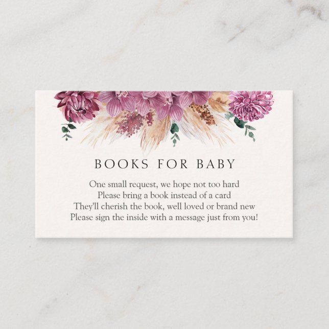 Carte D'accompagnement Boho Pampas Grass Books for Baby insert card (Devant)