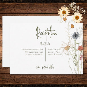 Carte D'accompagnement Boho Pastel Fleur sauvage Réception Florale Modern