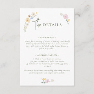 Carte D'accompagnement Boho Pastel fleurs Élégante calligraphie Mariage E