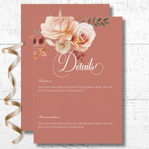 Carte D'accompagnement Boho Peach & Rust Floral Rust Détails
