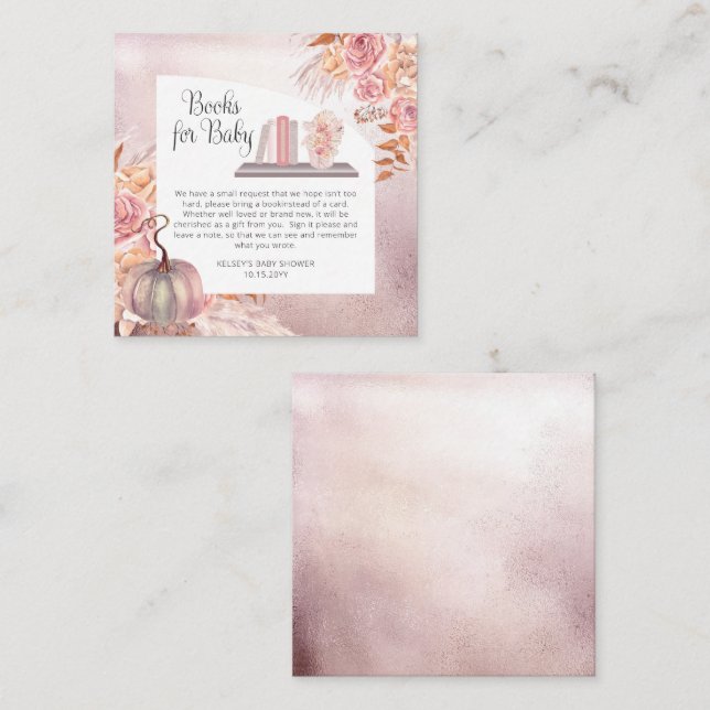 Carte D'accompagnement Boho Pink Citrouille Baby shower Demande de réserv (Devant / Derrière)