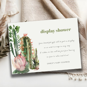 CARTE D'ACCOMPAGNEMENT BOHO PINK FLORAL DESERT CACTI AFFICHER BABY SHOWER