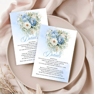 Carte D'accompagnement Boho Poussiéreux Bleu Floral Eucalyptus Détails de