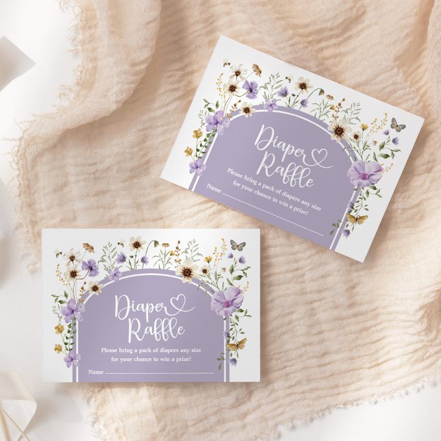 Carte D'accompagnement Boho Purple Fleur sauvage Diaper Raffle Baby Girl (Créateur téléchargé)