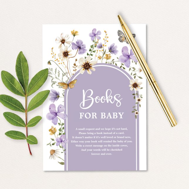 Carte D'accompagnement Boho Purple Fleur sauvage Meadow Livres pour bébé (Créateur téléchargé)