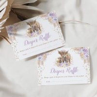 Boho Purple Floral Highland Cow Diaper Raffin