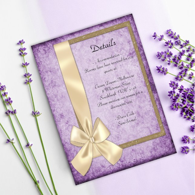 Carte D'accompagnement Boho Purple Rustic Détails du Mariage (Créateur téléchargé)