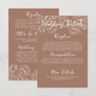 Carte D'accompagnement Boho romantique Mocha Mousse Floral Détails du Mar