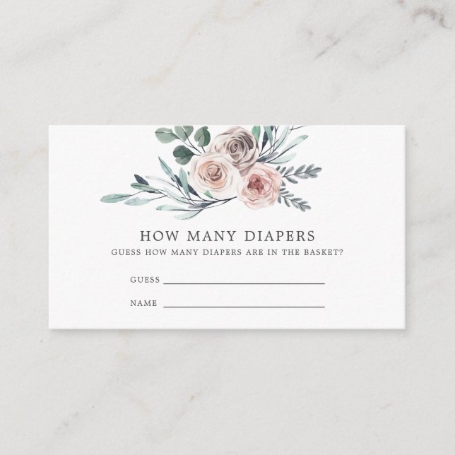 Carte D'accompagnement Boho Rose Baby shower Devine Combien de Diapeurs (Devant)