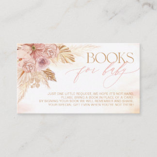 Carte D'accompagnement Boho rose et beige Boho Pampas Livres pour Baby sh