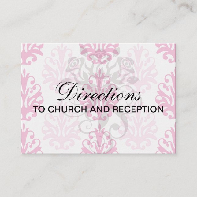 Carte D'accompagnement Boho rose et rose foncé chic damask (Devant)