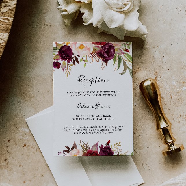 Carte D'accompagnement Boho Rustique Colorée Réception De Mariage Floral (Créateur téléchargé)