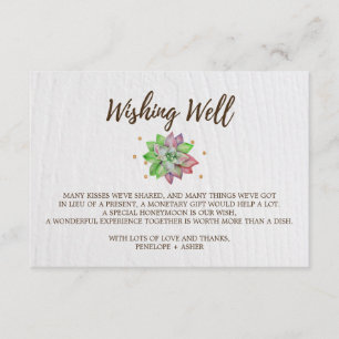 Carte D'accompagnement Boho Rustique Floral Mariage Succulent Wishing wel