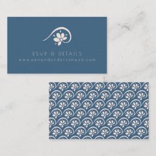 Carte D'accompagnement Boho Scandinavian Blue Floral Site Mariage