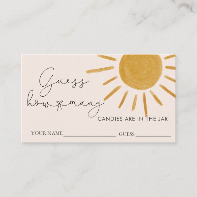 Carte D'accompagnement Boho Sun Baby shower Devine Combien De Candies (Devant)