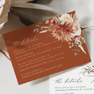 Carte D'accompagnement Boho Terracotta Dahlia Floral Mariage élégant