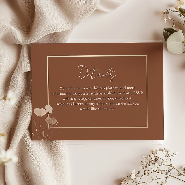 Carte D'accompagnement Boho Terracotta Détails du Mariage (Créateur téléchargé)