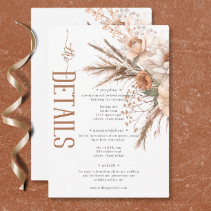 Carte D'accompagnement Boho Terracotta Fleur de Pêche et Crème Détails Bl