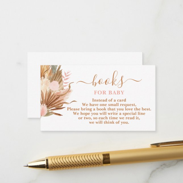 Carte D'accompagnement Boho Terracotta Livres pour Baby Card (Devant/Arrière en situation)