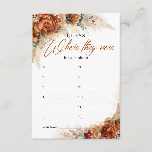 Carte D'accompagnement Boho terracotta pampas bordeaux Où ils (Devant)