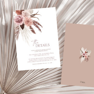 Carte D'accompagnement Boho Terracotta Pampas Grass Mariage Floral