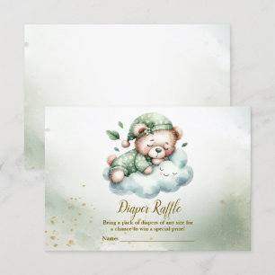 Carte D'accompagnement Boho Vert Sleeping Teddy Bear mignon Baby shower