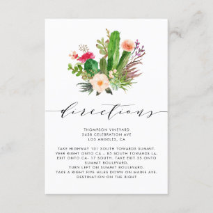 Carte D'accompagnement Boho Watercolor Cactus Mariage Directions