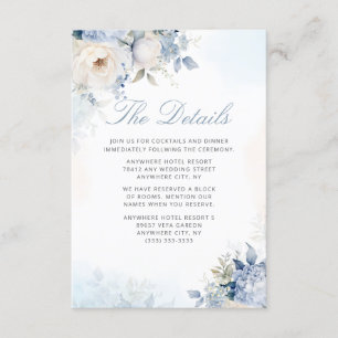 Carte D'accompagnement Boho Watercolor Dusty Blue Floral Détails du Maria