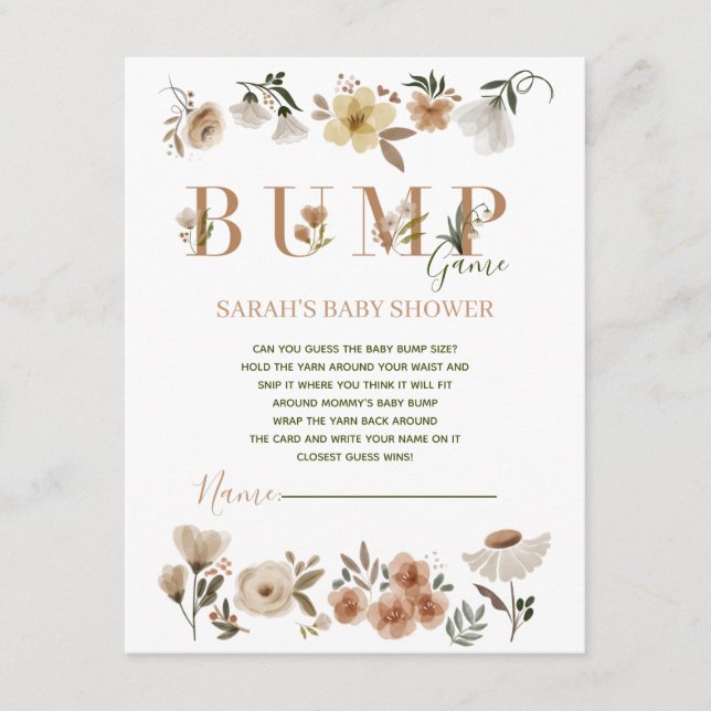 Carte D'accompagnement Boho Waterolor Floral Baby shower Bump Jeu (Devant)