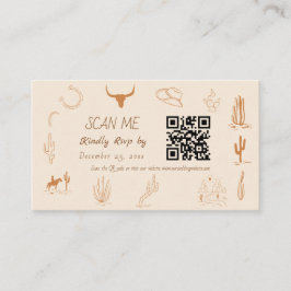 Carte D'accompagnement Boho Western Cowboy Illustration Wedding Scan Me 