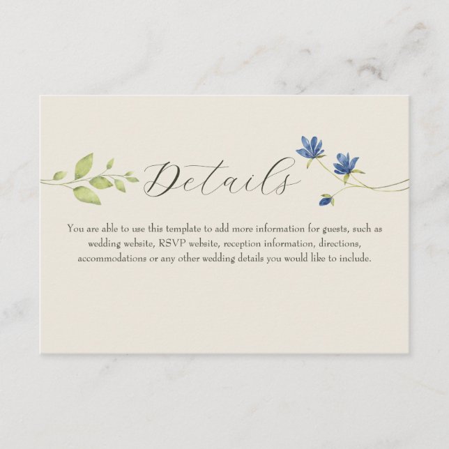Carte D'accompagnement Boho Wildflower Wedding Details (Devant)