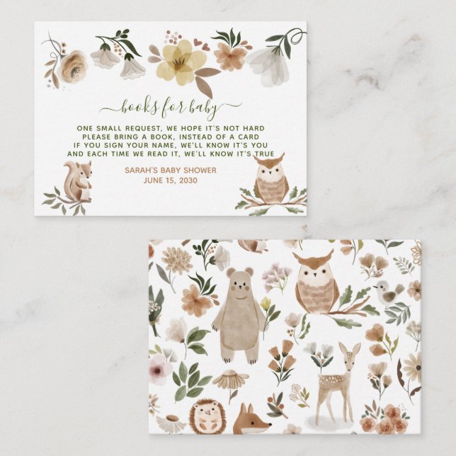Carte D'accompagnement Boho Woodland Animaux Baby shower Demande de réser (Devant / Derrière)