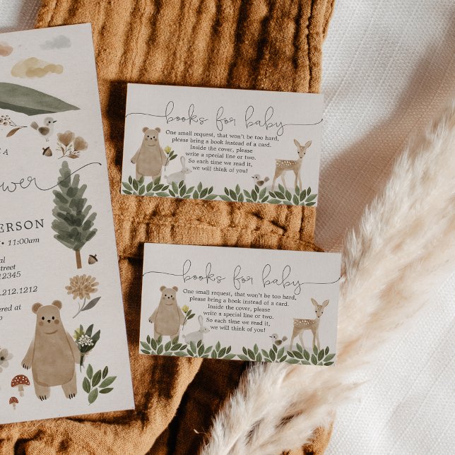 Carte D'accompagnement Boho Woodland Books for Baby shower Card (Créateur téléchargé)