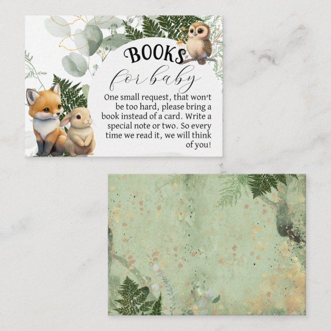 Carte D'accompagnement Bois animal Green Forest Book pour bébé (Devant / Derrière)