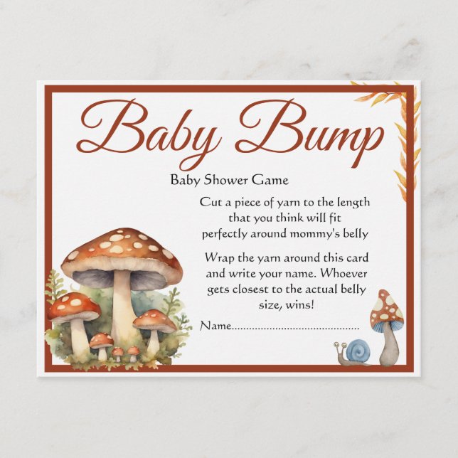 Carte D'accompagnement Bois Champignons Baby Bump baby shower Jeu (Devant)
