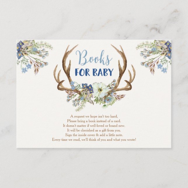 Carte D'accompagnement Bois de cerf Bois rustique Demande de baby shower (Devant)